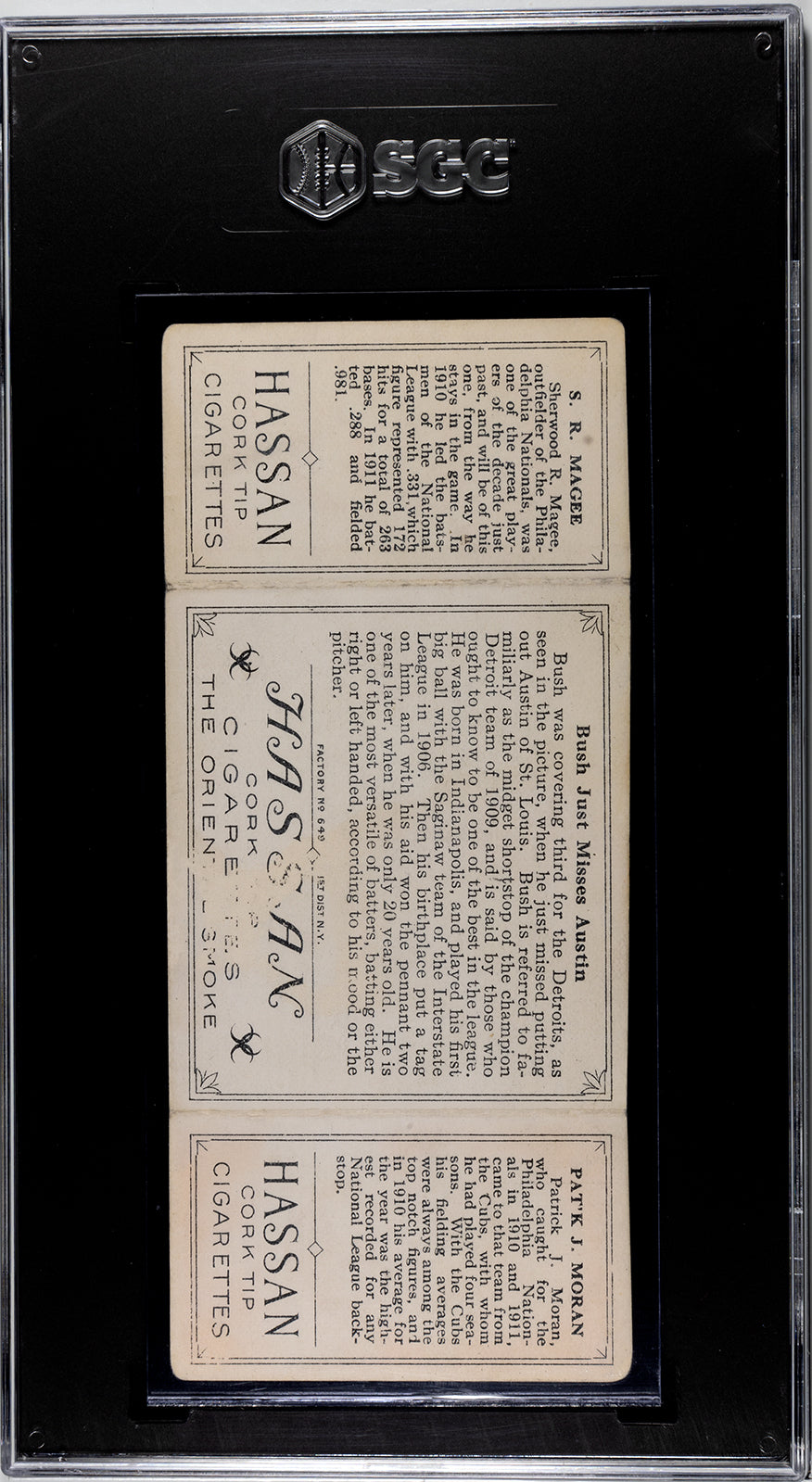 1912 T202 Hassan #11 S.R. Magee/Patrick Moran "Bush Just Misses Austin" - SGC 2