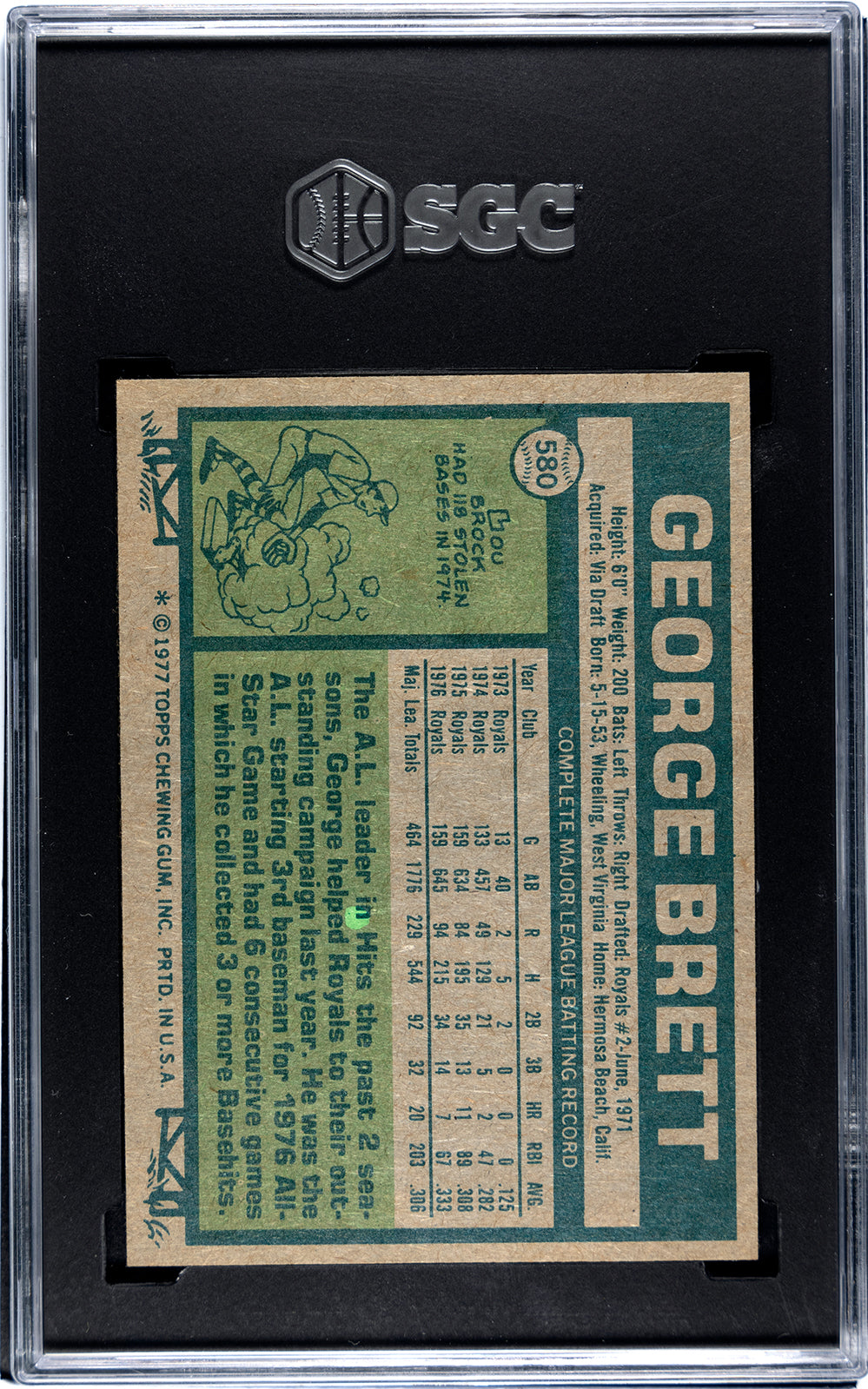 1977 Topps #580 George Brett - SGC 7