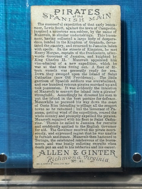 1888 Allen & Ginter N19 Pirates of the Spanish Main Mansvelt