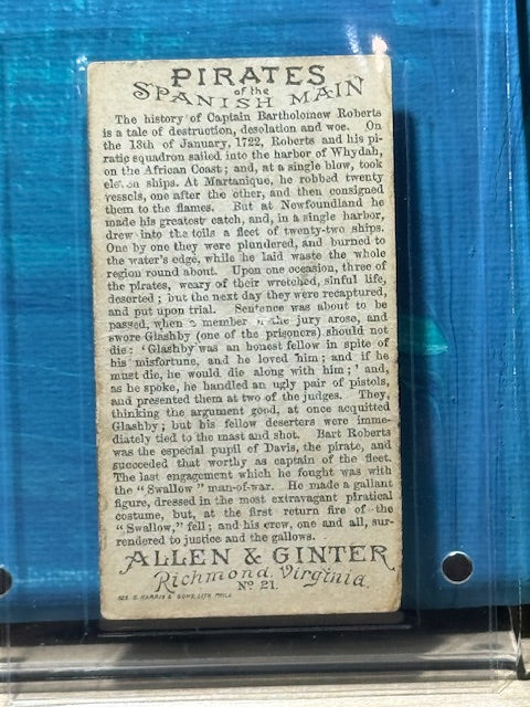 1888 Allen & Ginter N19 Pirates of the Spanish Main Bart Roberts