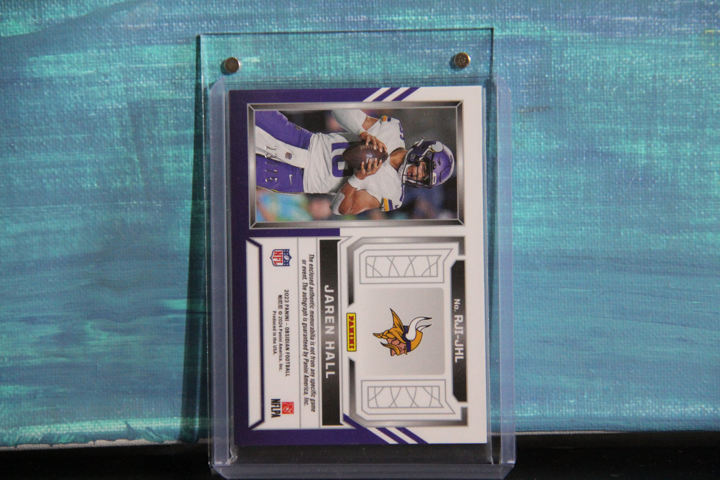 2023 Panini Obsidian #RJI-JHL Jaren Hall Rookie Jersey Ink Color Match 23/75