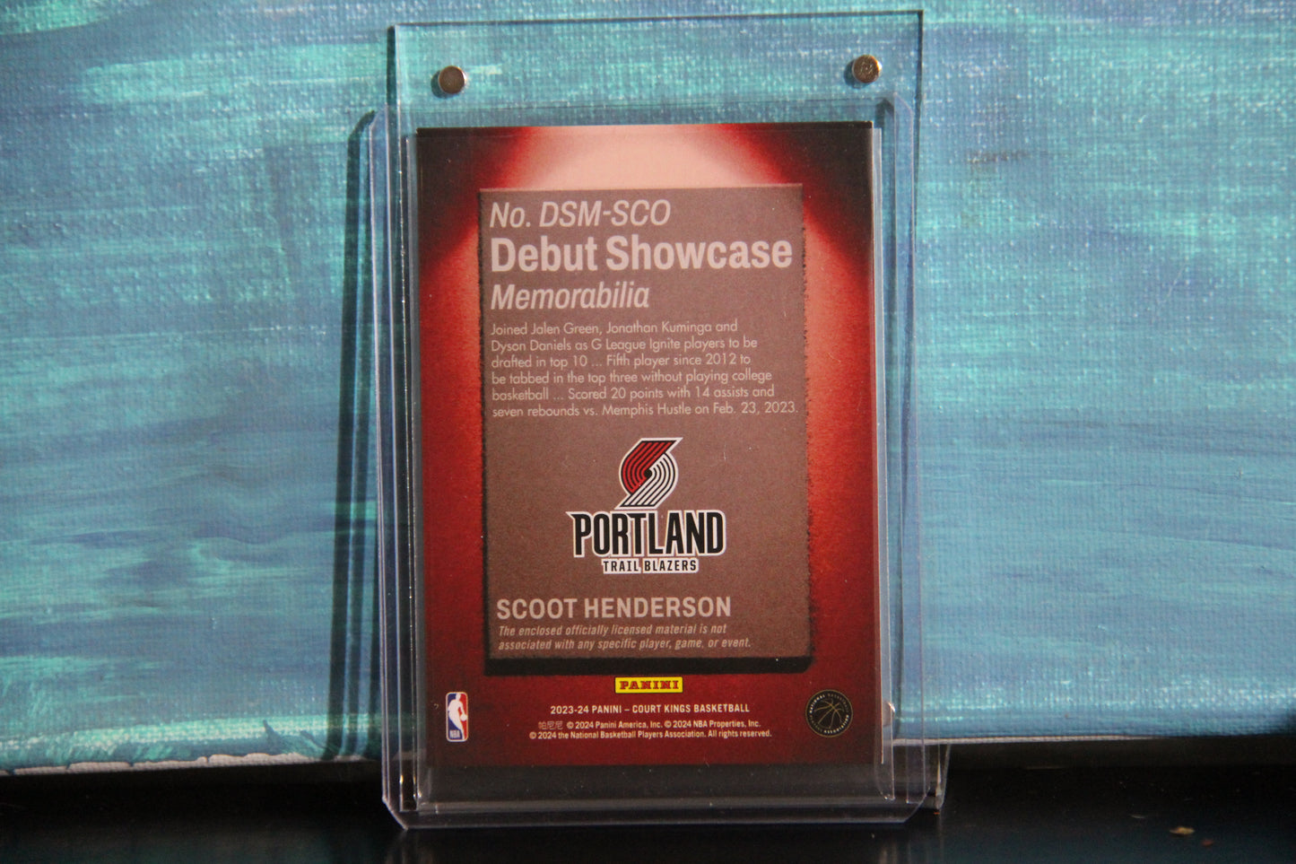 2023-24 Panini Court Kings #DSM-SCO Scoot Henderson Debut Showcase Memorabilia
