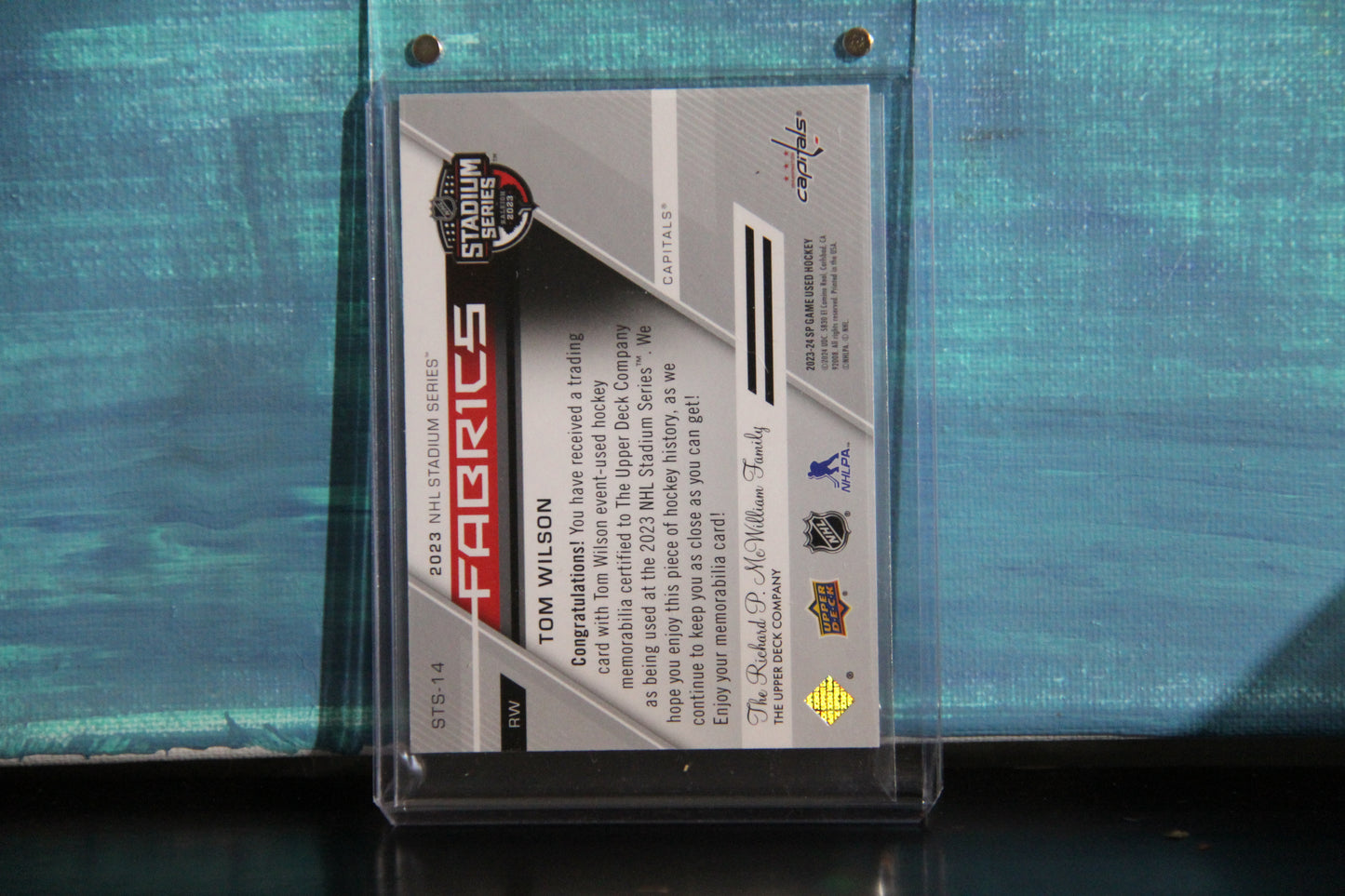 2023-24 Upper Deck Upper Deck SP Game Used #STS-14 Tom Wilson Fabrics Material Patch Card