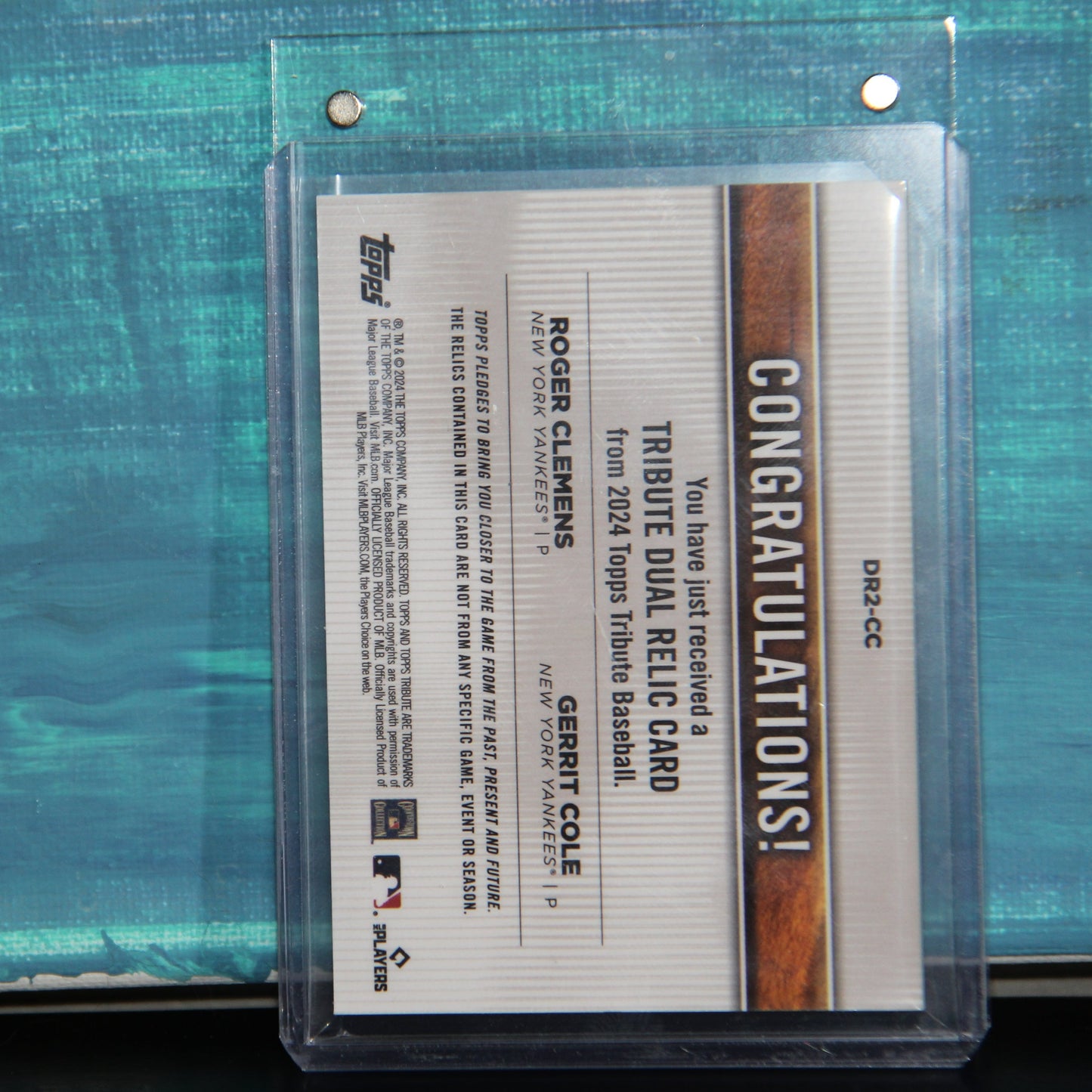 2024 Topps Tribute Blue Dual Relic Card Clemens/Cole /150