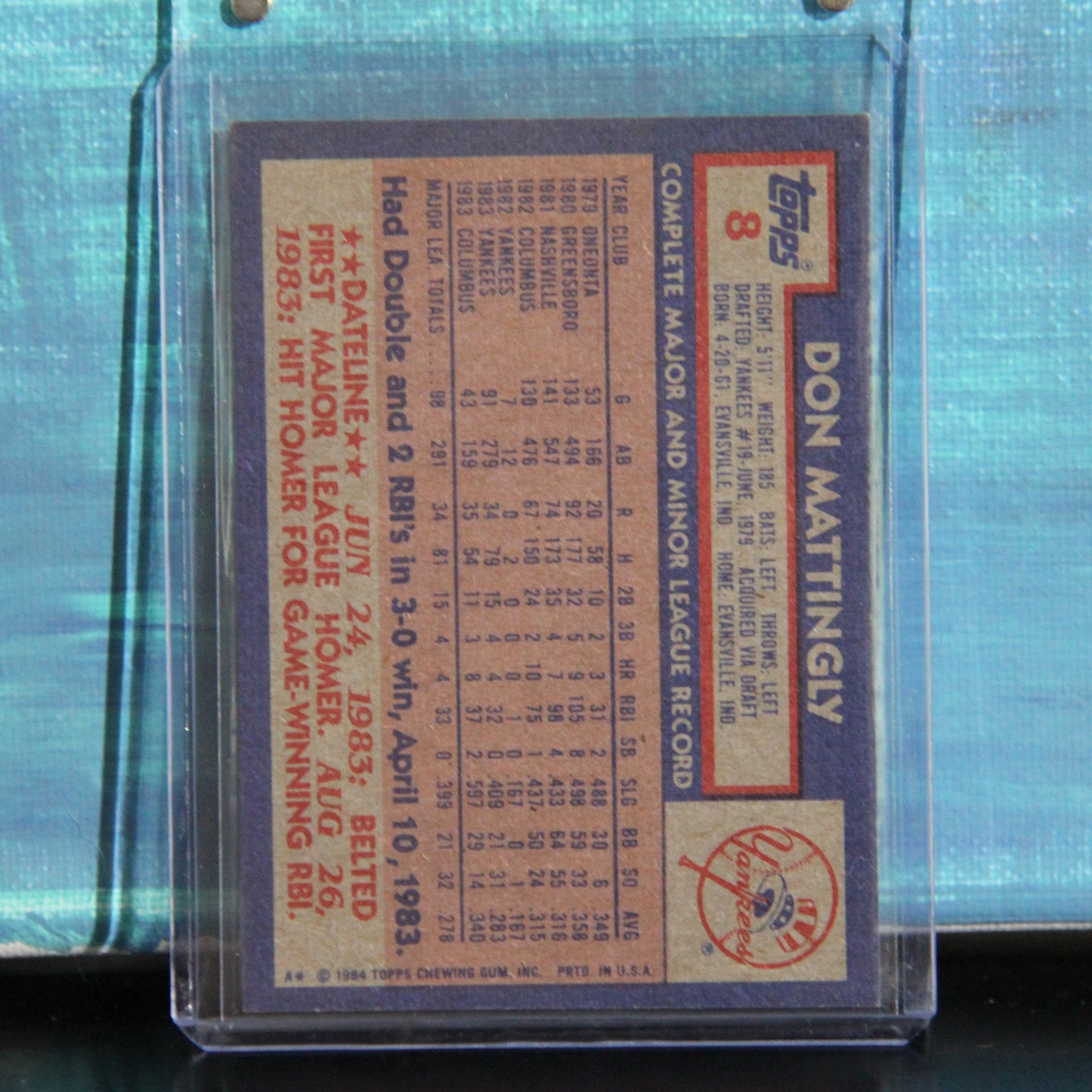 1984 Topps #80 Don Mattingly Rookie