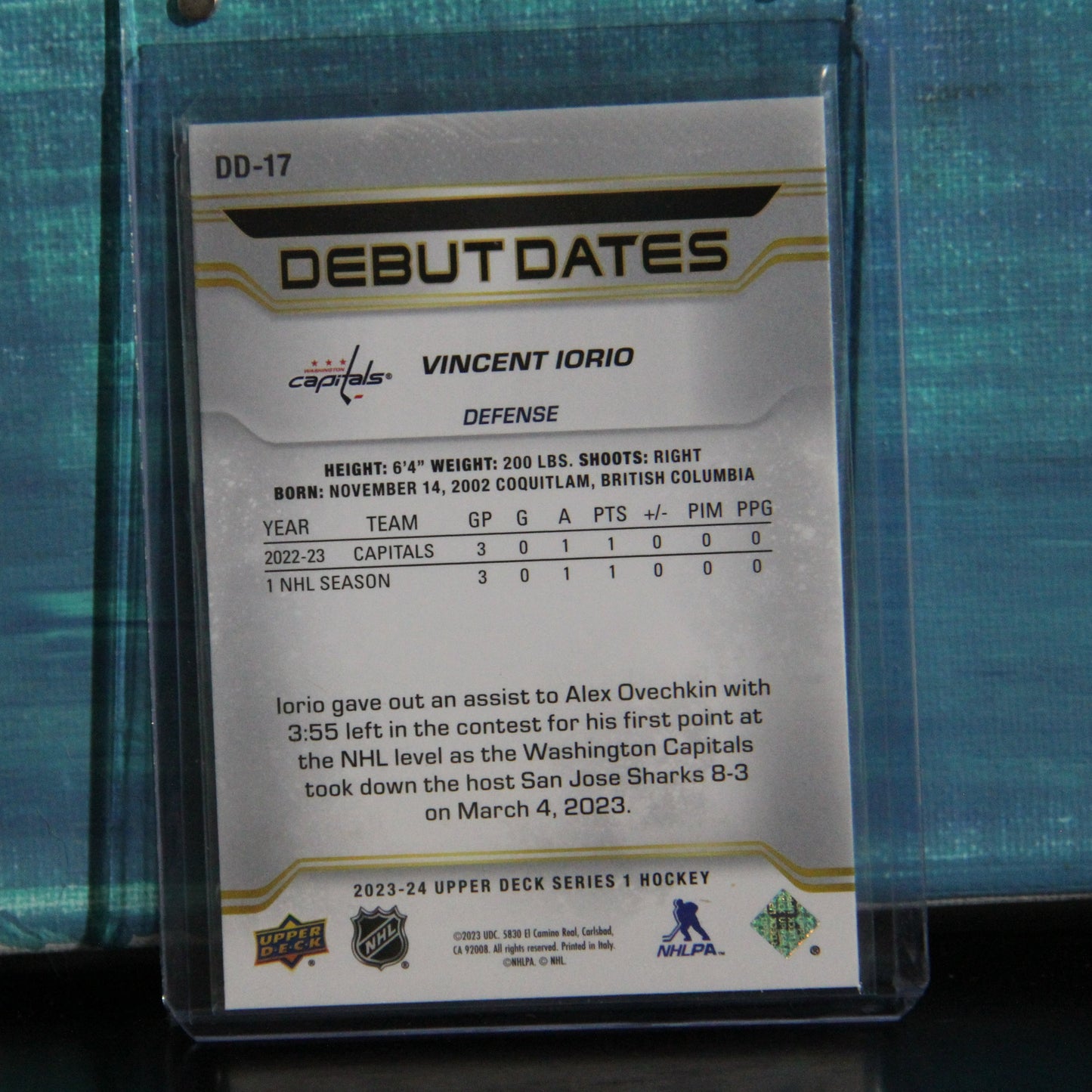 2023 Upper Deck Series 1 #DD-17 Vincent Iorio Debut Dates