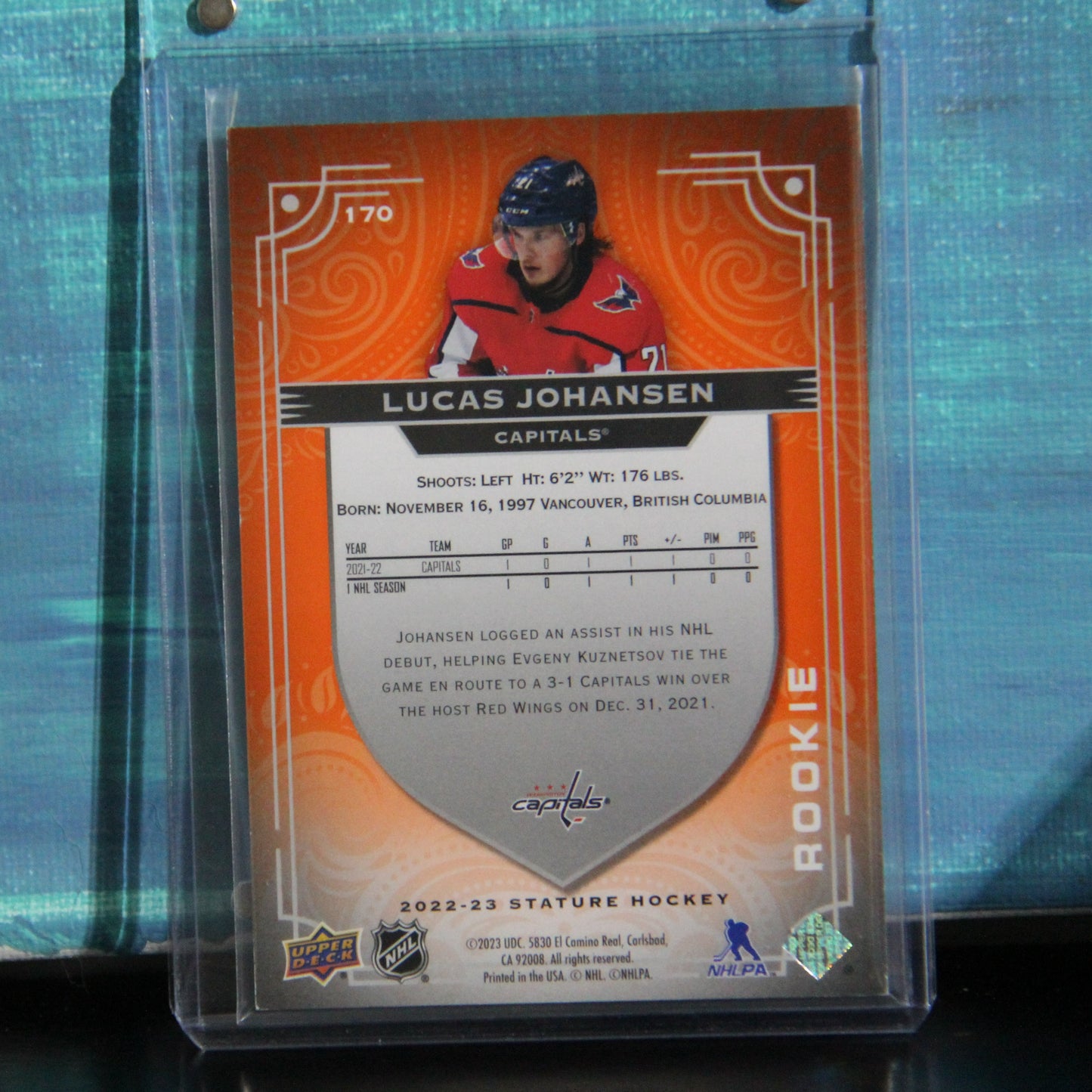 2022-23 Upper Deck Stature #170 Lucas Johansen Black 10/15 RC