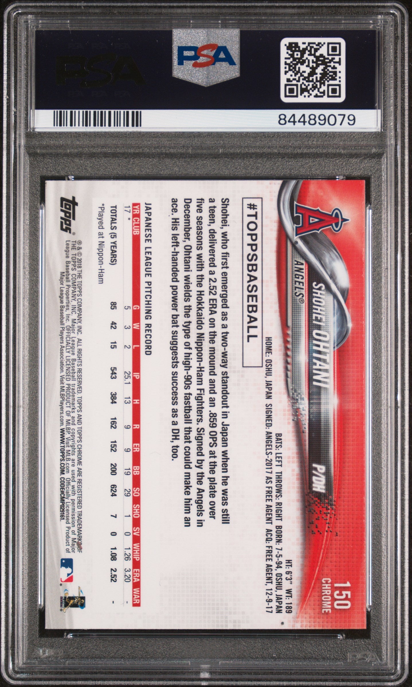 2018 Topps Chrome #150 Shohei Ohtani (Pitching) - PSA 10