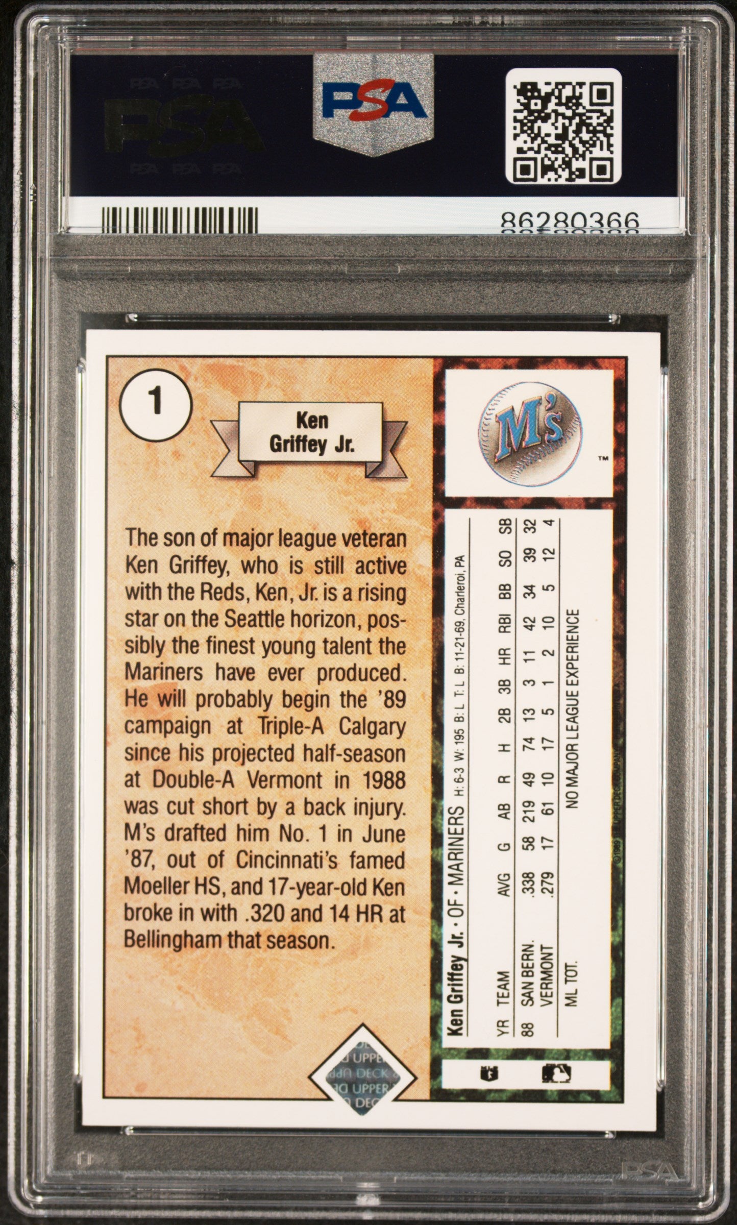 1989 Upper Deck #1 Ken Griffey Jr. - PSA 7