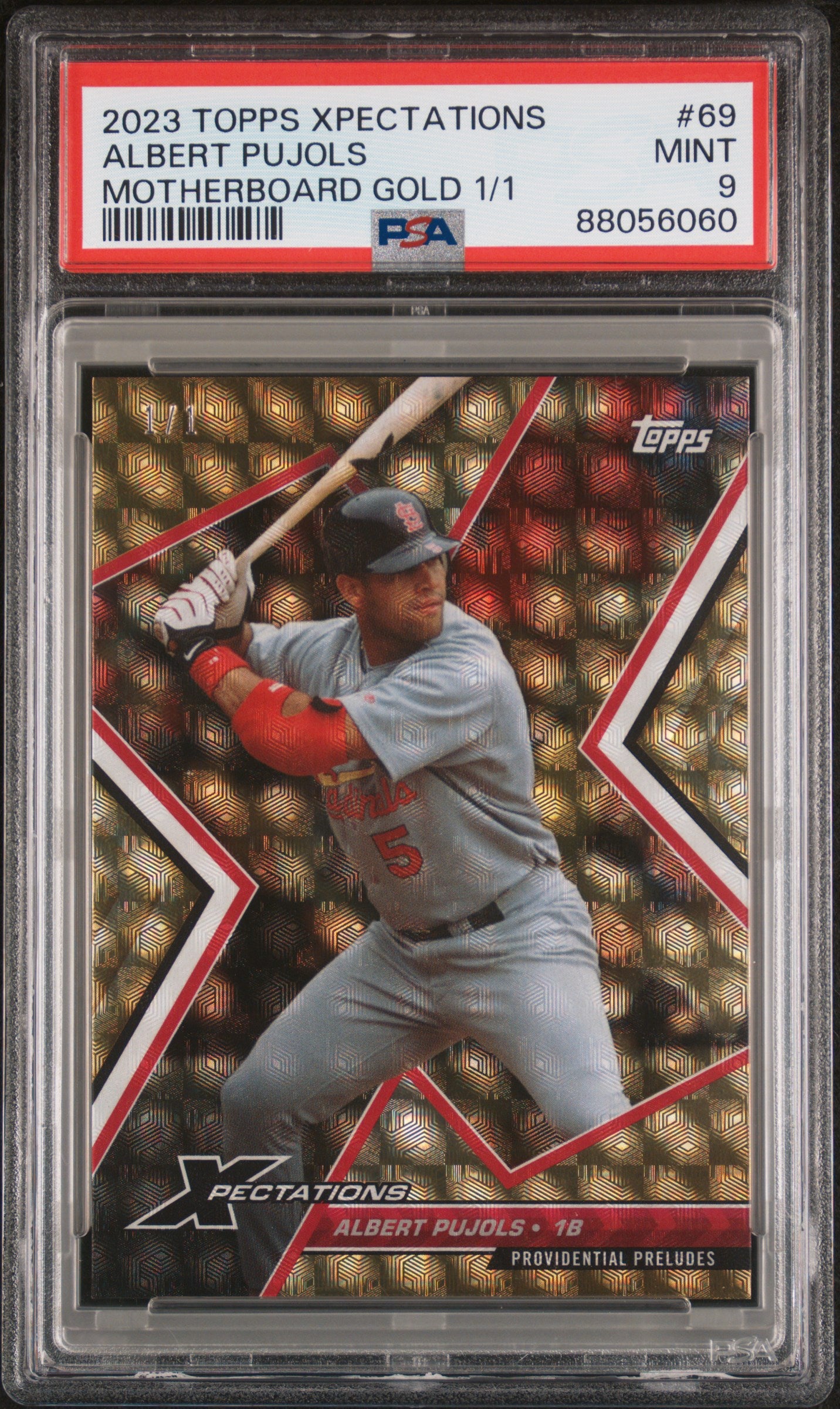 2023 Topps Xpectations #69 Albert Pujols Motherboard Gold 1/1 - PSA 9