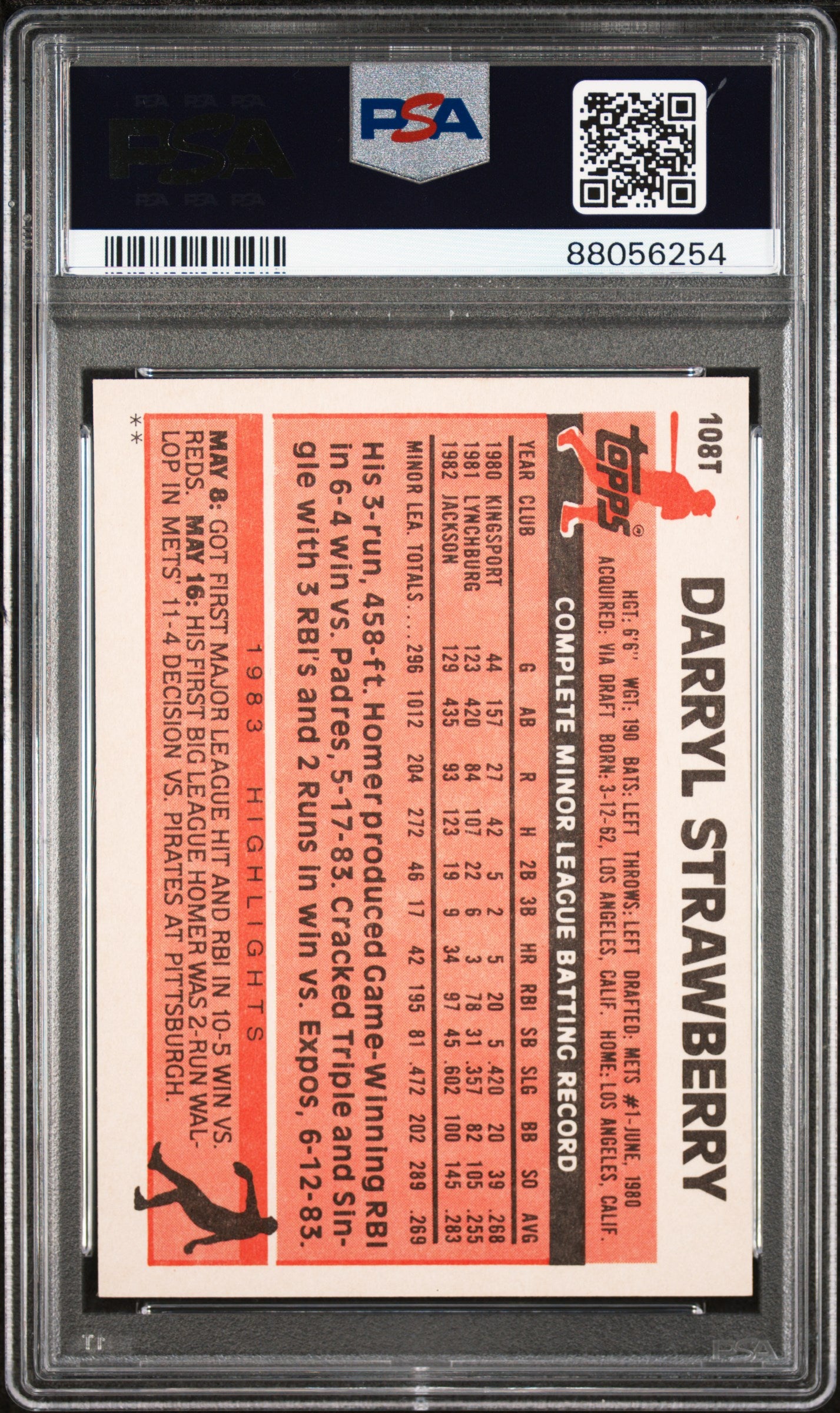 1983 Topps Traded #108T Darryl Strawberry - PSA 5