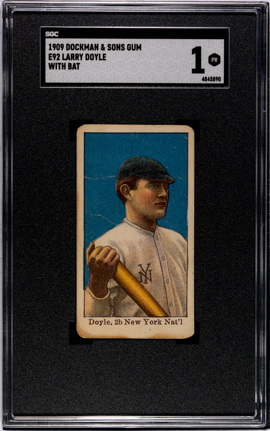 1909 E92 Dockman & Sons Larry Doyle (With Bat) - SGC 1