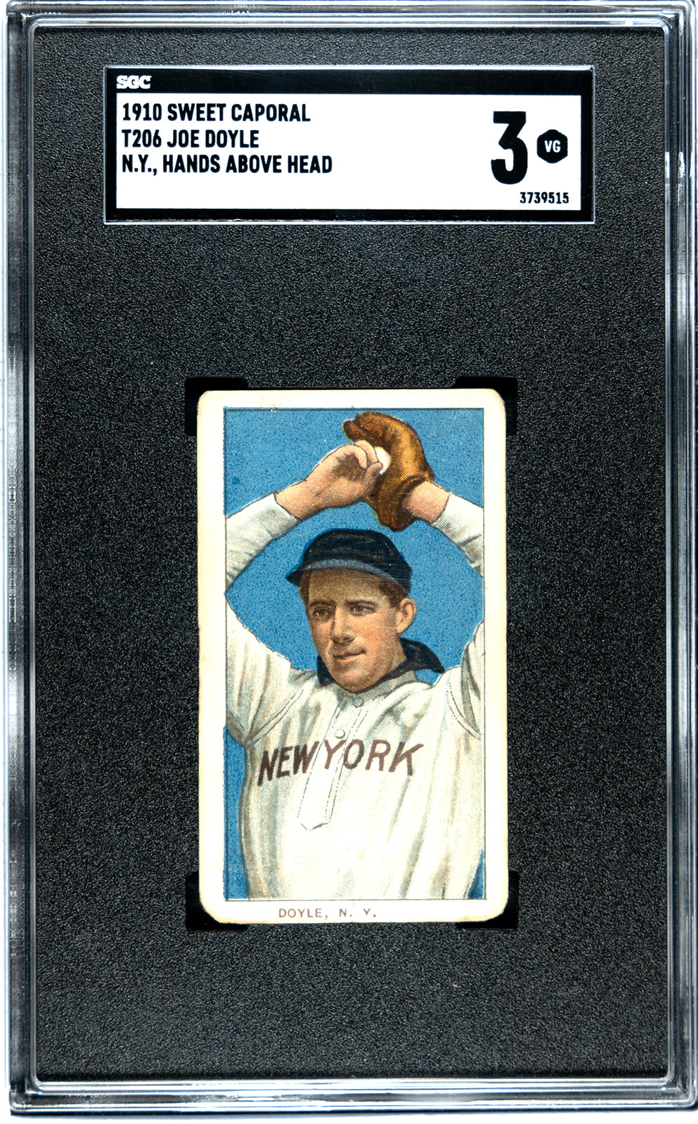 1910 T206 Sweet Caporal Joe Doyle (NY, Hands Above Head) - SGC 3