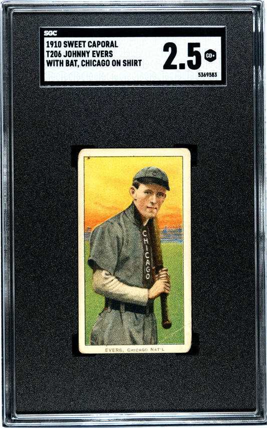 1910 T206 Sweet Caporal Johnny Evers (With Bat, Chicago on Shirt) - SGC 2.5