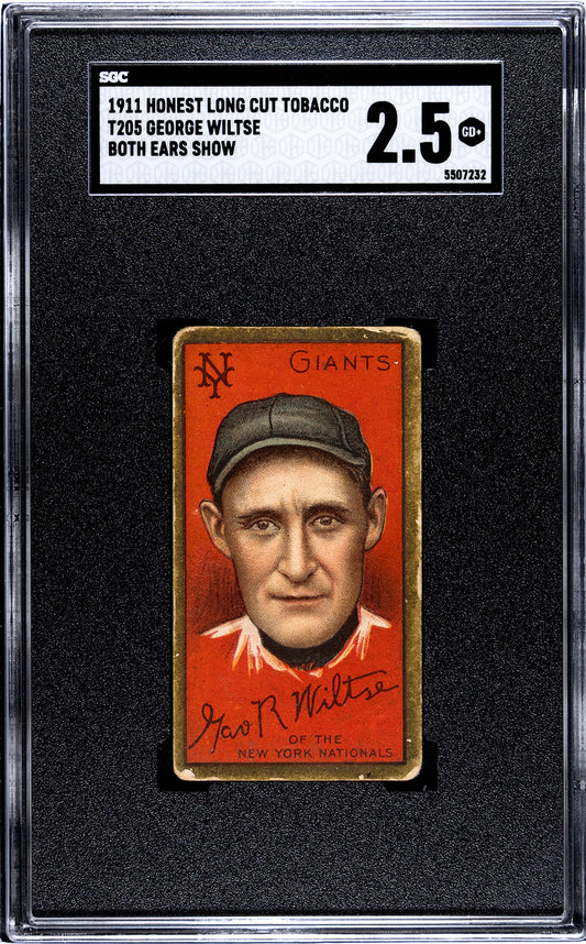 1911 T205 Honest Long Cut George Wiltse (Both Ears Show) - SGC 2.5