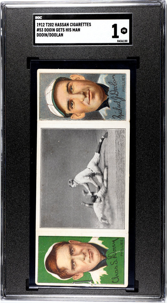 1912 T202 Hassan #53 Charles Dooin/Michael Doolan "Dooin Gets His Man" - SGC 1