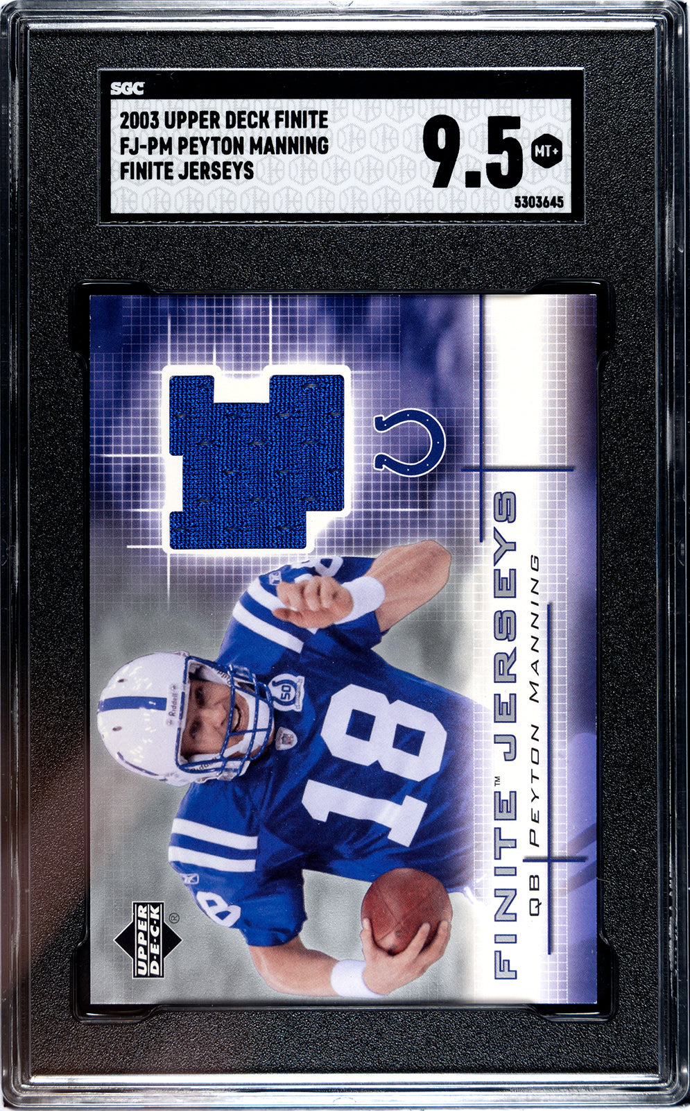 2003 Upper Deck Finite #FJ-PM Peyton Manning Finite Jerseys - SGC 9.5
