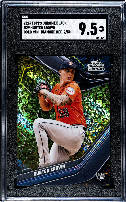 2023 Topps Chrome Black #29 Hunter Brown Gold Mini-Diamond Refractor 2/50 - SGC 9.5
